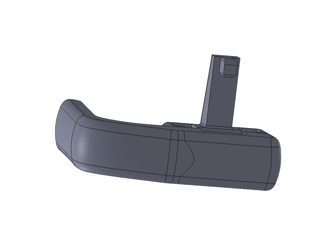 Curved automotive grip · parametric CAD render